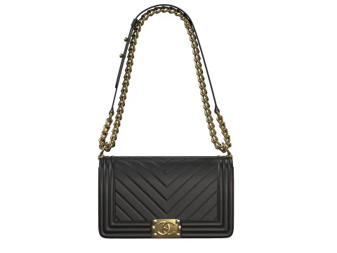 Boy Handbag Black Gold Leather 3D Model