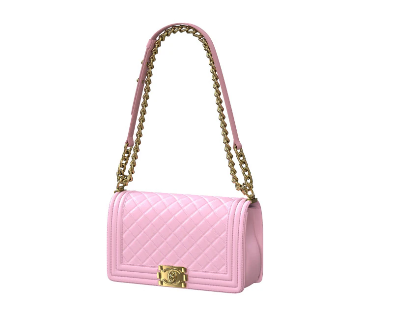 Boy Handbag Pink Leather 3D Model .c4d .max .obj .3ds .fbx .stl .blend 