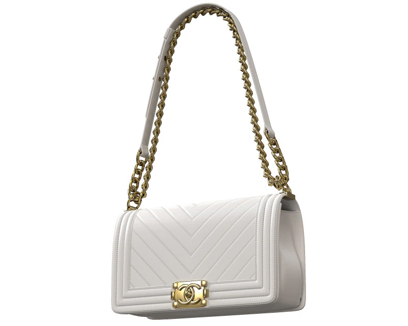Boy Handbag White Leather 3D Model .c4d .max .obj .3ds .fbx .stl .blend 