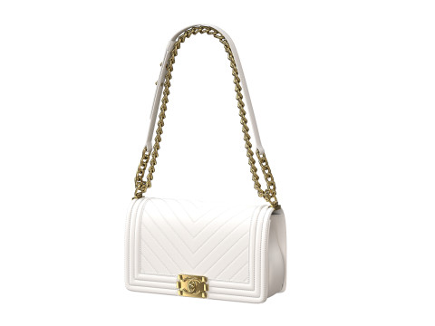 Boy Handbag White Leather 3D Модель