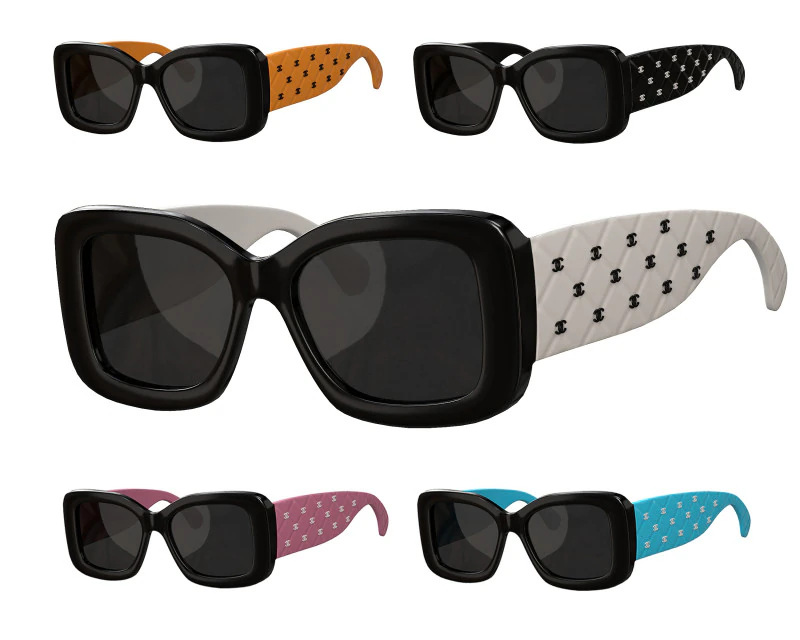 Acetate 5483 Rectangle Sunglasses 3D Model .c4d .max .obj .3ds .fbx .stl .blend 