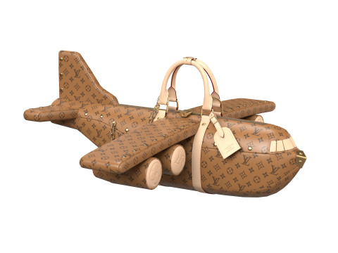 Airplane Light Brown Bag Model 3D