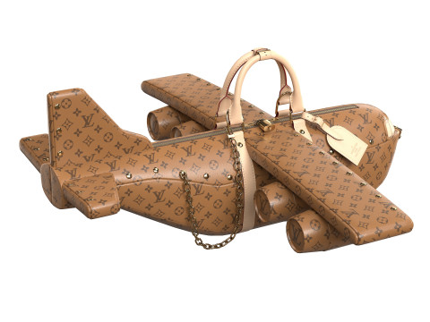 Airplane Light Brown Bag Modelo 3D