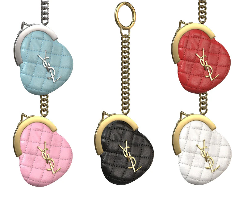 Coin Keyring Bag in Quilted Leather 3D Model .c4d .max .obj .3ds .fbx .stl .blend 