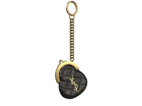 Coin Keyring Bag in Quilted Leather Modelo 3D