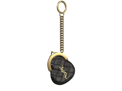Coin Keyring Bag in Quilted Leather 3D Model