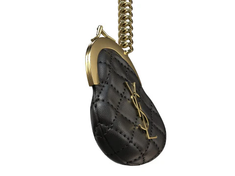 Coin Keyring Bag in Quilted Leather 3D Model