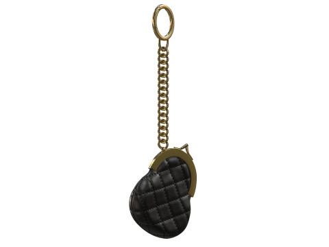 Coin Keyring Bag in Quilted Leather Modelo 3D