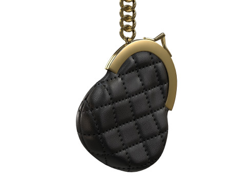 Coin Keyring Bag in Quilted Leather Modelo 3D