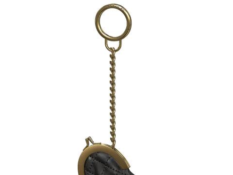 Coin Keyring Bag in Quilted Leather 3D Model