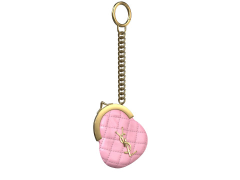 Coin Keyring Bag in Quilted Leather Modelo 3D