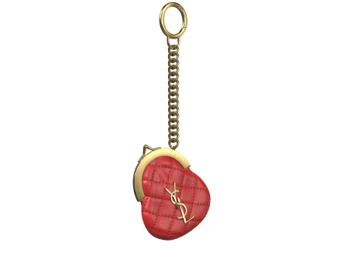 Coin Keyring Bag in Quilted Leather Modelo 3D