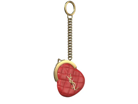 Coin Keyring Bag in Quilted Leather 3D Model