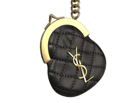 Coin Keyring Bag in Quilted Leather Modelo 3D