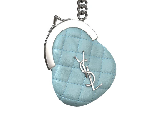 Coin Keyring Bag in Quilted Leather 3D Model