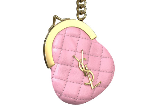 Coin Keyring Bag in Quilted Leather Modelo 3D