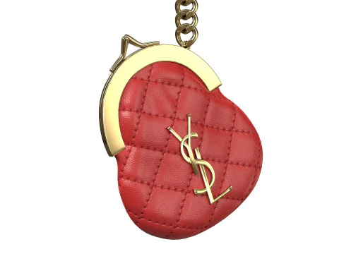 Coin Keyring Bag in Quilted Leather 3D Model