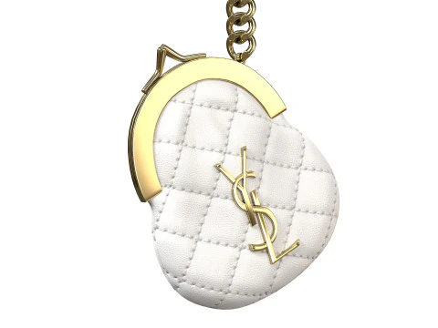 Coin Keyring Bag in Quilted Leather 3D Model