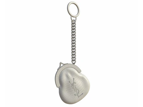 Coin Keyring Bag in Quilted Leather 3D Model