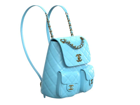 Small Backpack Blue Bag 3D Model