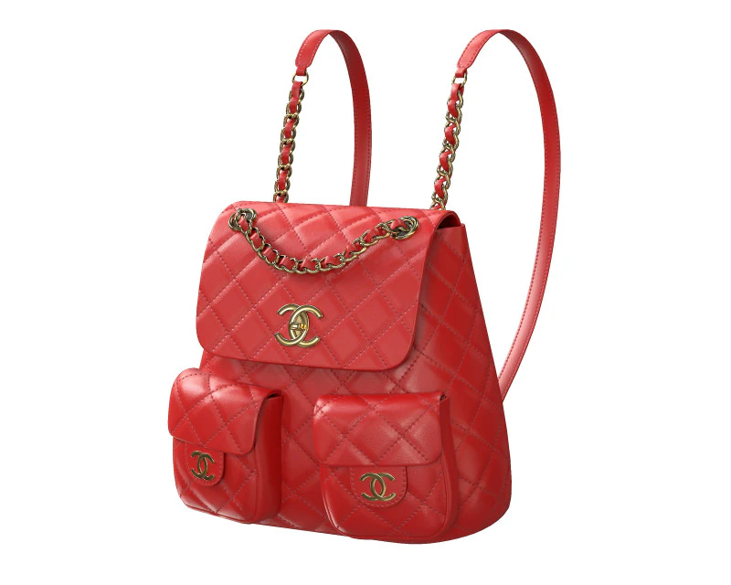 Small Backpack Red Bag 3D Model .c4d .max .obj .3ds .fbx .stl .blend 