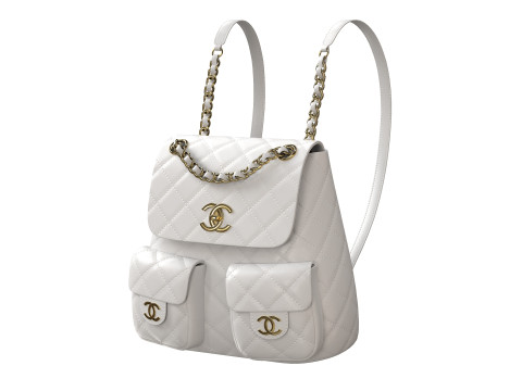 Small Backpack White Bag Model 3D