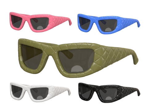 Intrecciato Rectangular Sunglasses Modello 3D