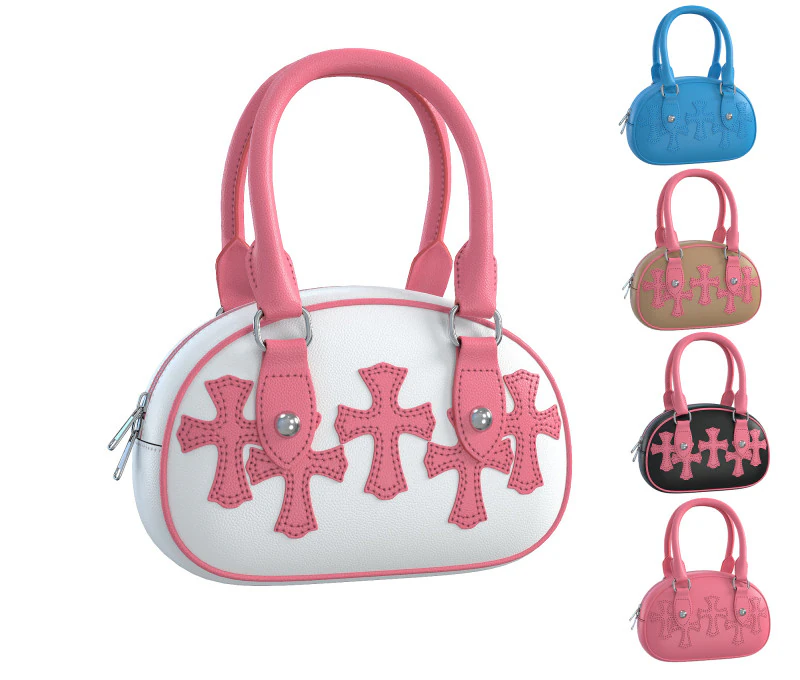 Hearts Bag with straps 3D Model .c4d .max .obj .3ds .fbx .stl .blend 