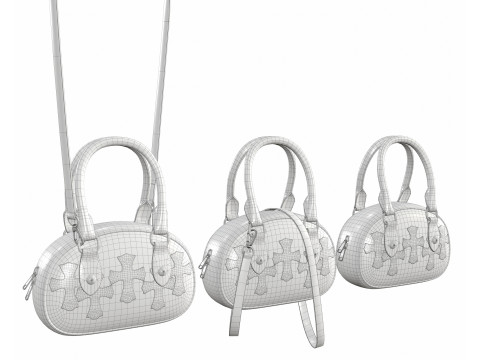 Hearts Bag with straps 3D-Modell