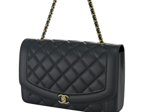 Vintage Medium Diana Flap Bag Black 3D Model