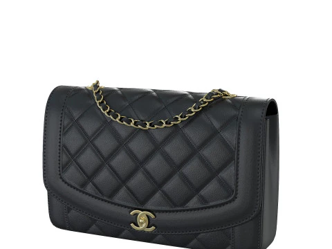 Vintage Medium Diana Flap Bag Black 3D Model