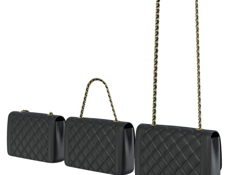 Vintage Medium Diana Flap Bag Black Modelo 3D