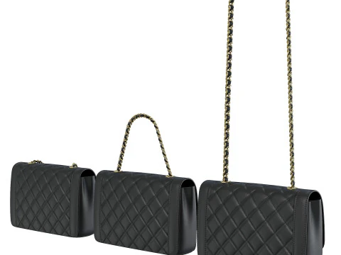 Vintage Medium Diana Flap Bag Black 3D Model