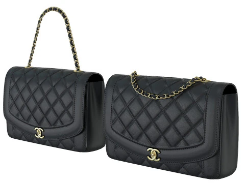 Vintage Medium Diana Flap Bag Black 3D Model