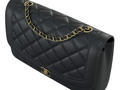Vintage Medium Diana Flap Bag Black Modelo 3D