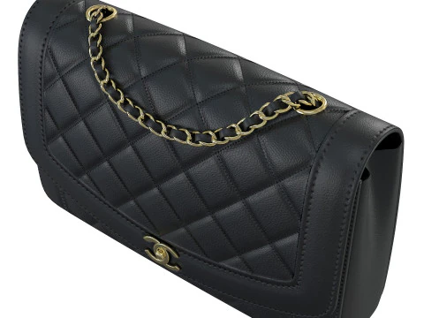 Vintage Medium Diana Flap Bag Black 3D Model