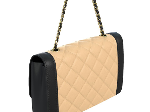 Vintage Medium Diana Flap Bag Black Cream Modelo 3D