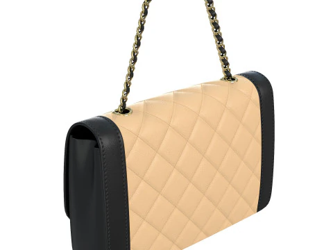 विंटेज मीडियम डायना फ्लैप बैग ब्लैक क्रीम 3D मॉडल