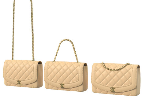 Vintage Medium Diana Flap Bag Cream Modello 3D