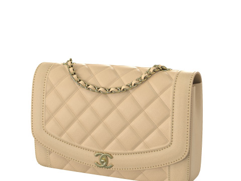 Vintage Medium Diana Flap Bag Cream Modelo 3D