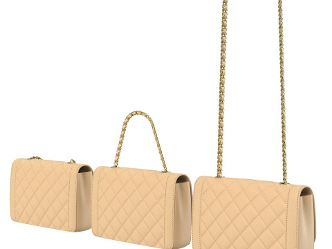 Vintage Medium Diana Flap Bag Cream Modelo 3D