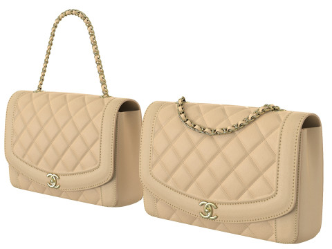 Vintage Medium Diana Flap Bag Cream Modelo 3D