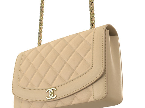 Vintage Medium Diana Flap Bag Cream Modelo 3D