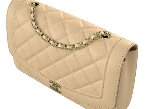 Vintage Medium Diana Flap Bag Cream Modelo 3D