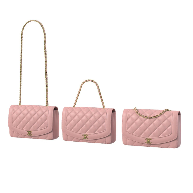 Bolsa Vintage M&eacute;dia Diana Flap Rosa Modelo 3D .c4d .max .obj .3ds .fbx .stl .blend 