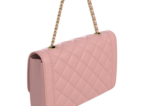 Bolsa Vintage M&eacute;dia Diana Flap Rosa Modelo 3D