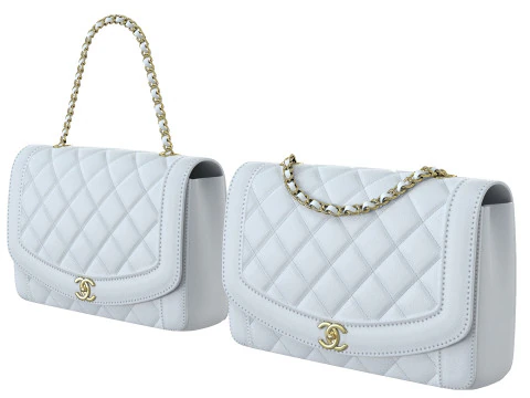 Vintage Medium Diana Flap Bag White 3D Model