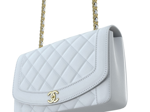 Vintage Medium Diana Flap Bag White 3D Model