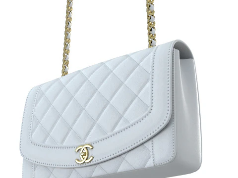 Vintage Medium Diana Flap Bag White 3D Model