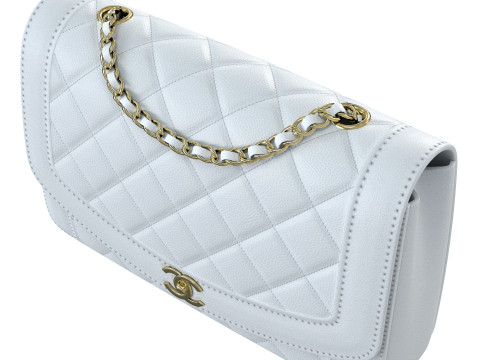 Vintage Medium Diana Flap Bag White 3D Model